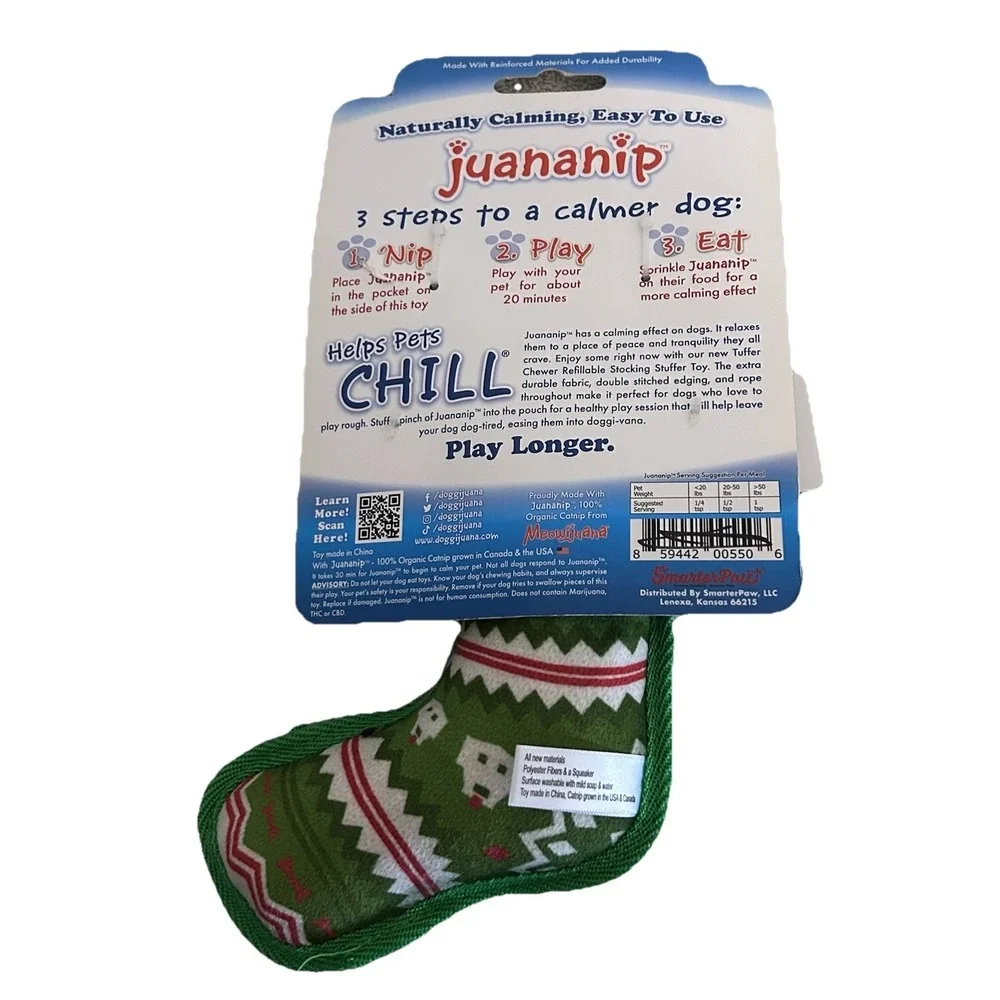 3 NEW Doggijuana Pupcorn, Christmas Stocking, Pizza with Refillable Dognip Toys